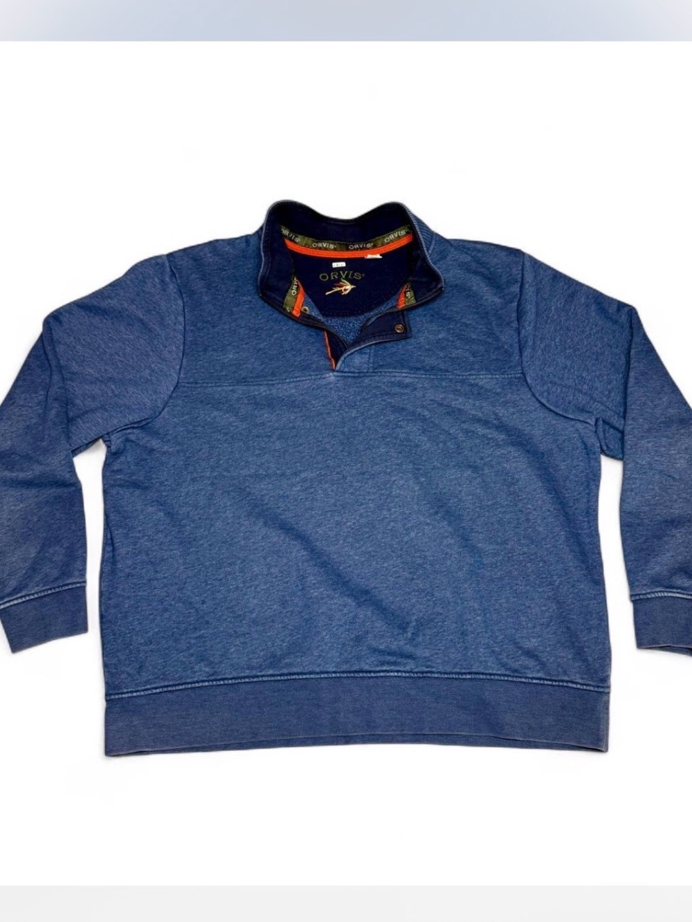 Orvis Blue Snap Mock Neck Sweatshirt Pullover XXL